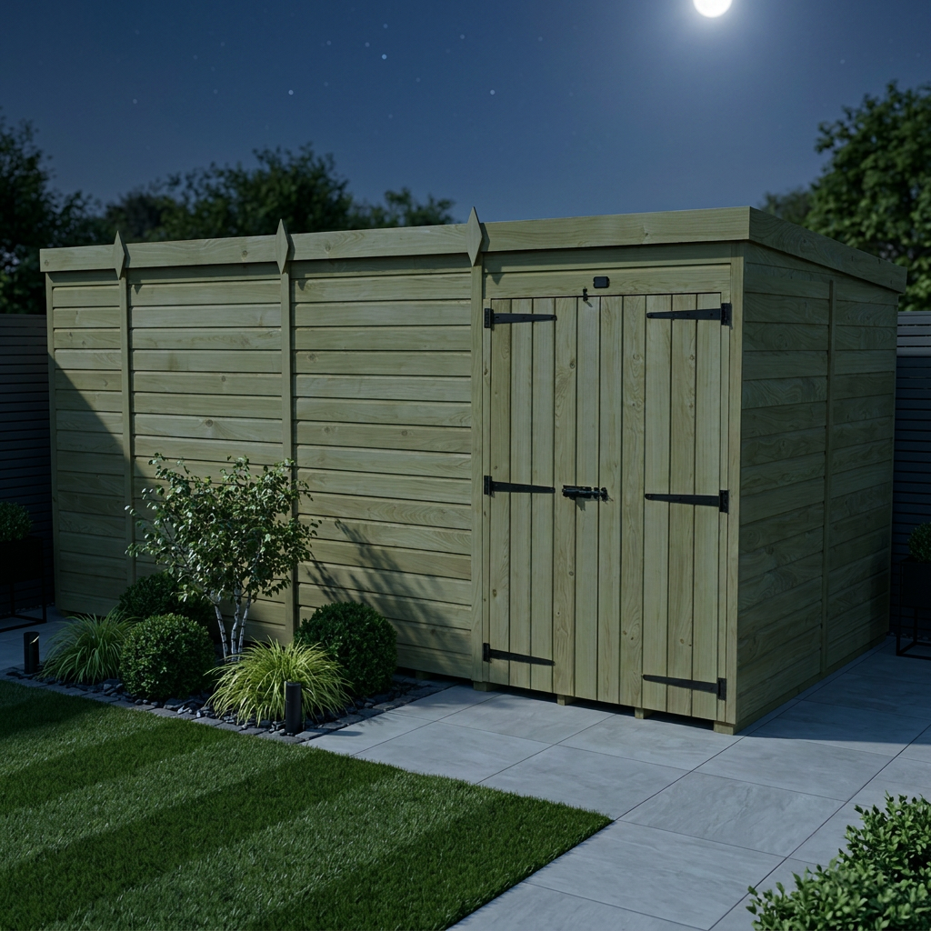 17 x 8 Pent Shed (Double Door, No Windows) - view 2