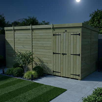 17 x 8 Pent Shed (Double Door, No Windows) - view 2