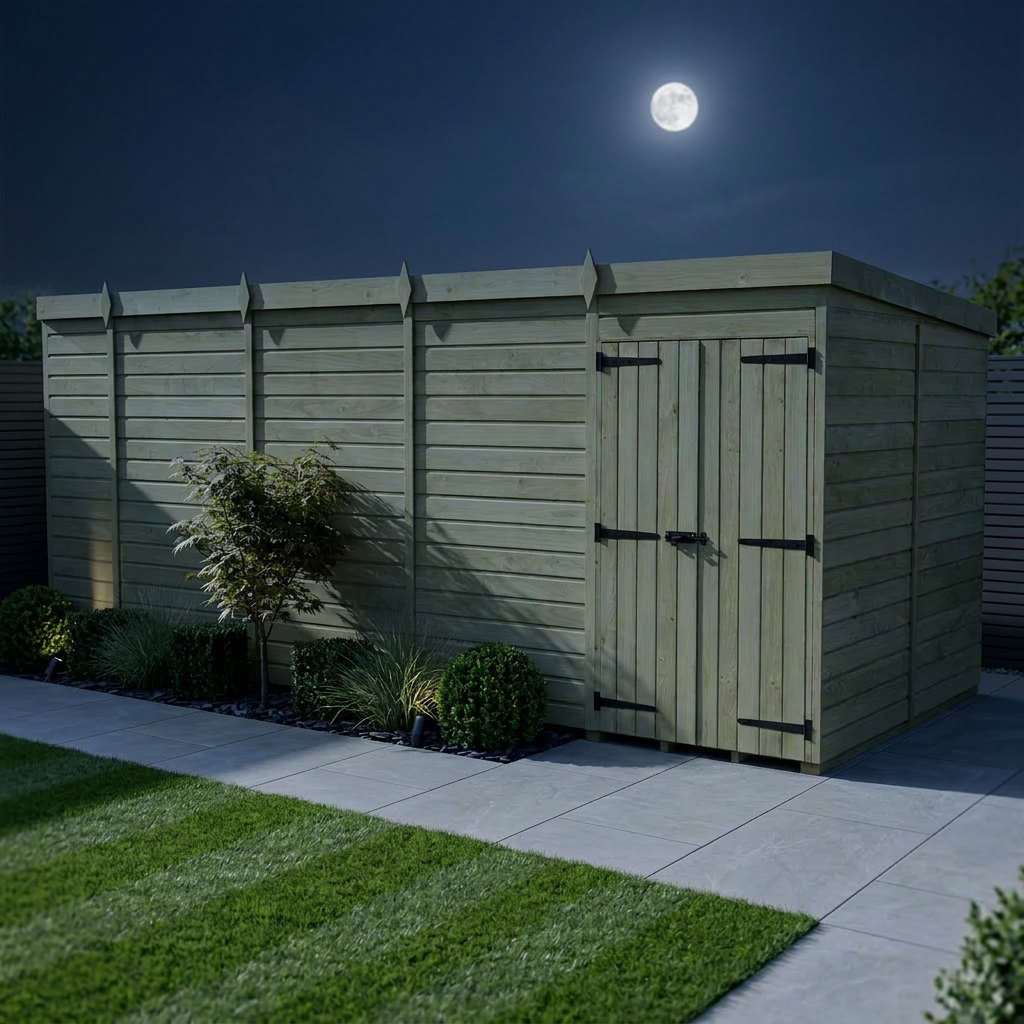 19 x 8 Pent Shed (Double Door, No Windows) - Pent Shed