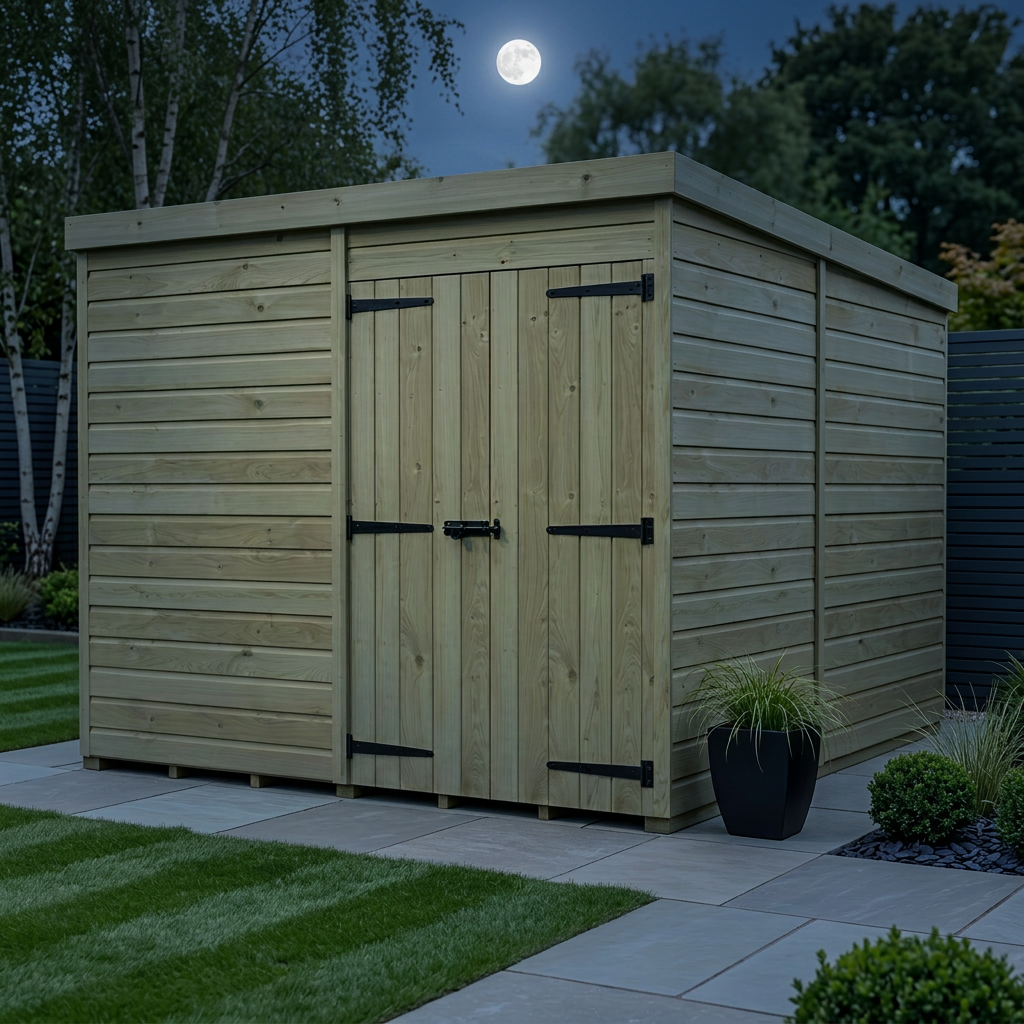 8 x 9 Pent Shed (Double Door, No Windows) - view 2