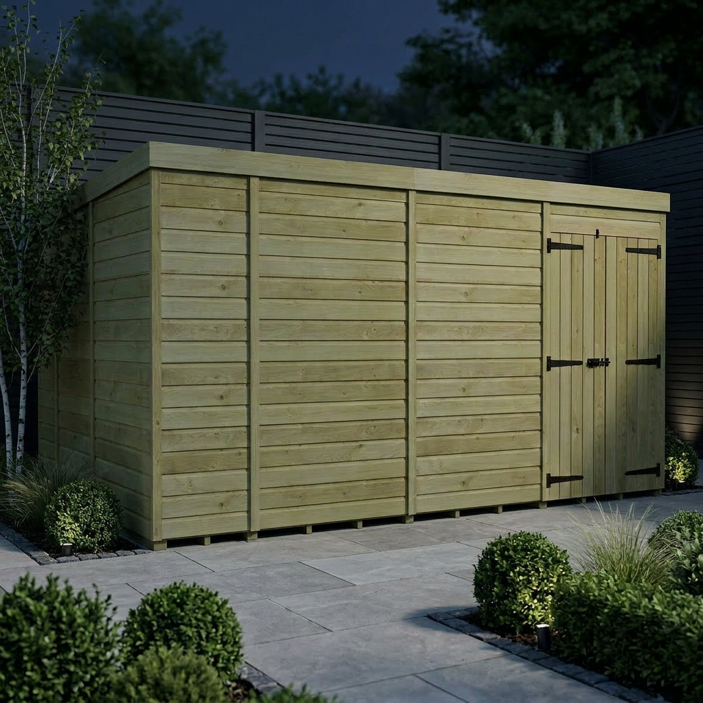 14 x 9 Pent Shed (Double Door, No Windows) - view 2
