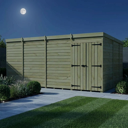 15 x 9 Pent Shed (Double Door, No Windows) - view 2