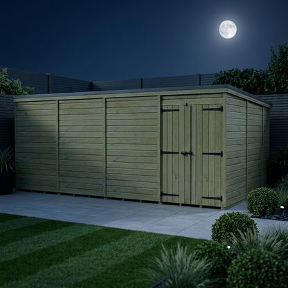 16 x 10 Pent Shed (Double Door, No Windows) - view 2