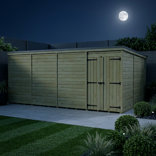 16 x 10 Pent Shed (Double Door, No Windows) - view 2