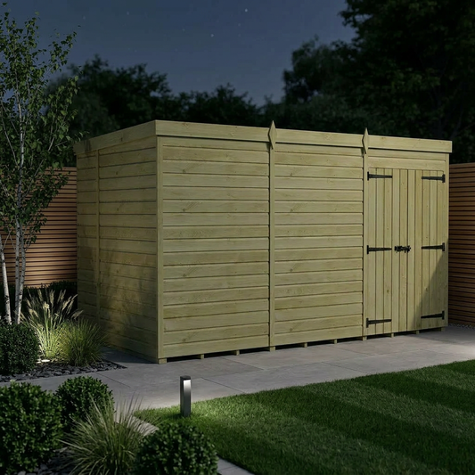 12 x 10 Pent Shed (Double Door, No Windows) - view 2