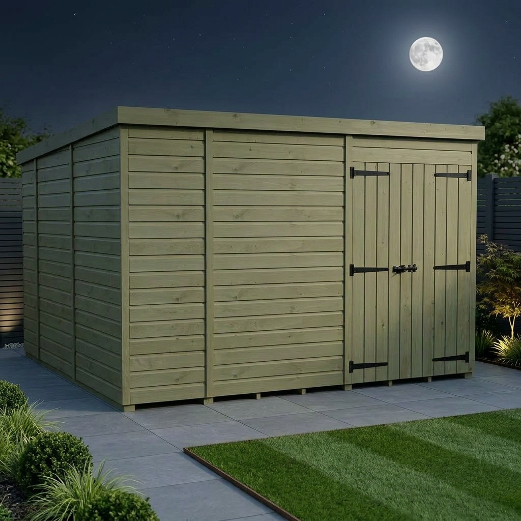 10 x 10 Pent Shed (Double Door, No Windows) - view 2
