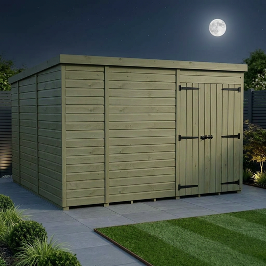 10 x 10 Pent Shed (Double Door, No Windows) - view 2