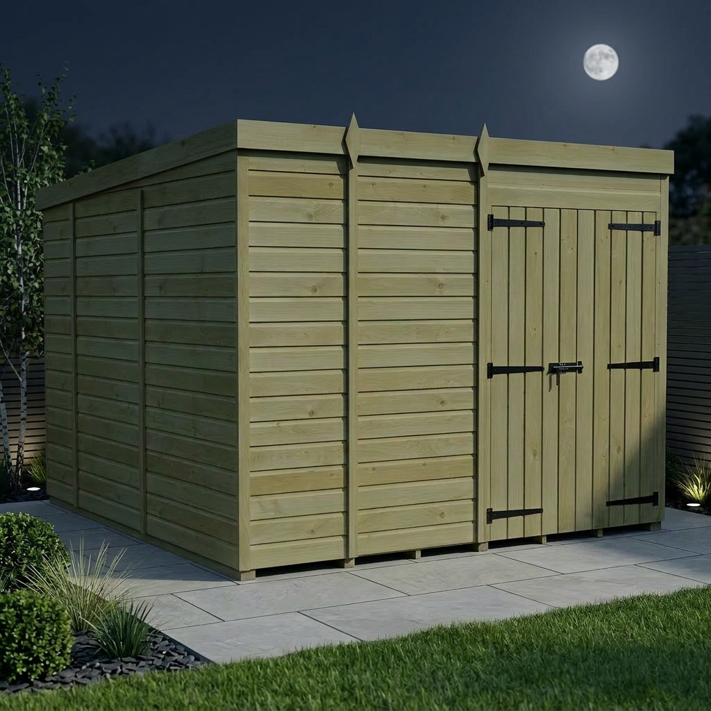 9 x 10 Pent Shed (Double Door, No Windows) - view 2