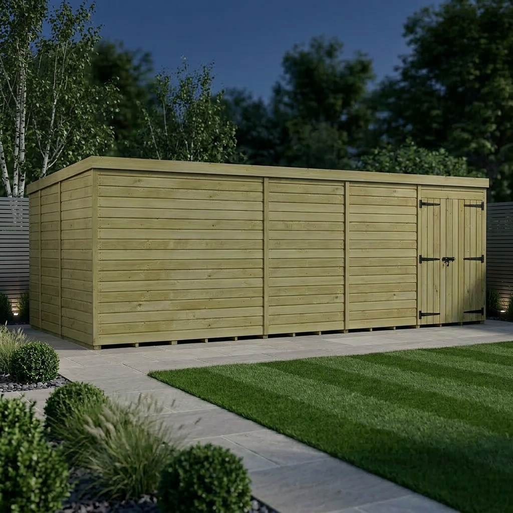 19 x 9 Pent Shed (Double Door, No Windows) - view 2