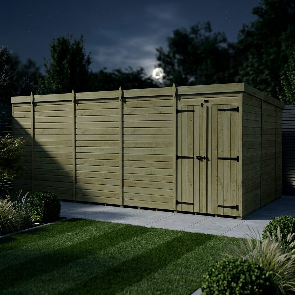 18 x 10 Pent Shed (Double Door, No Windows) - view 2
