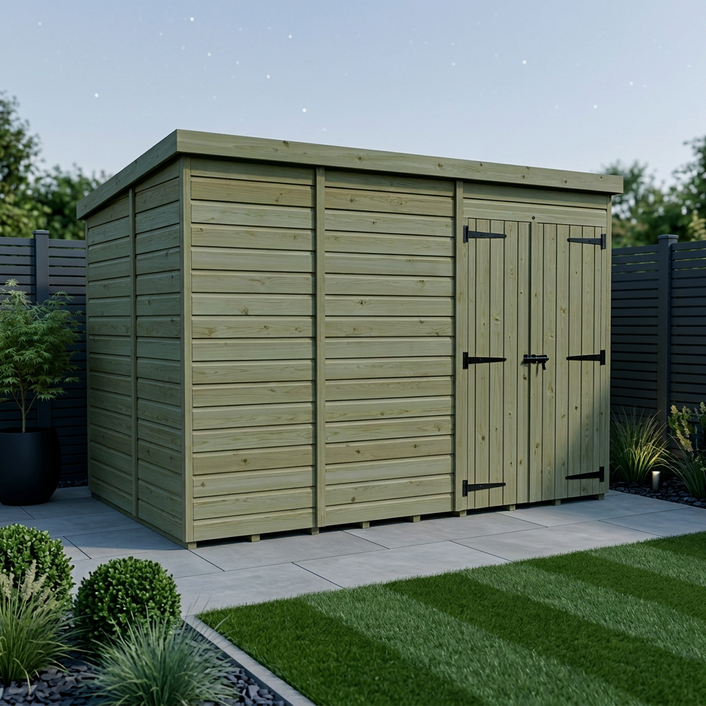 11 x 10 Pent Shed (Double Door, No Windows) - view 2