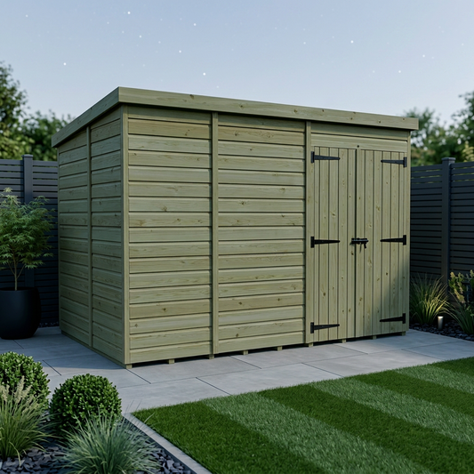 11 x 10 Pent Shed (Double Door, No Windows) - view 2