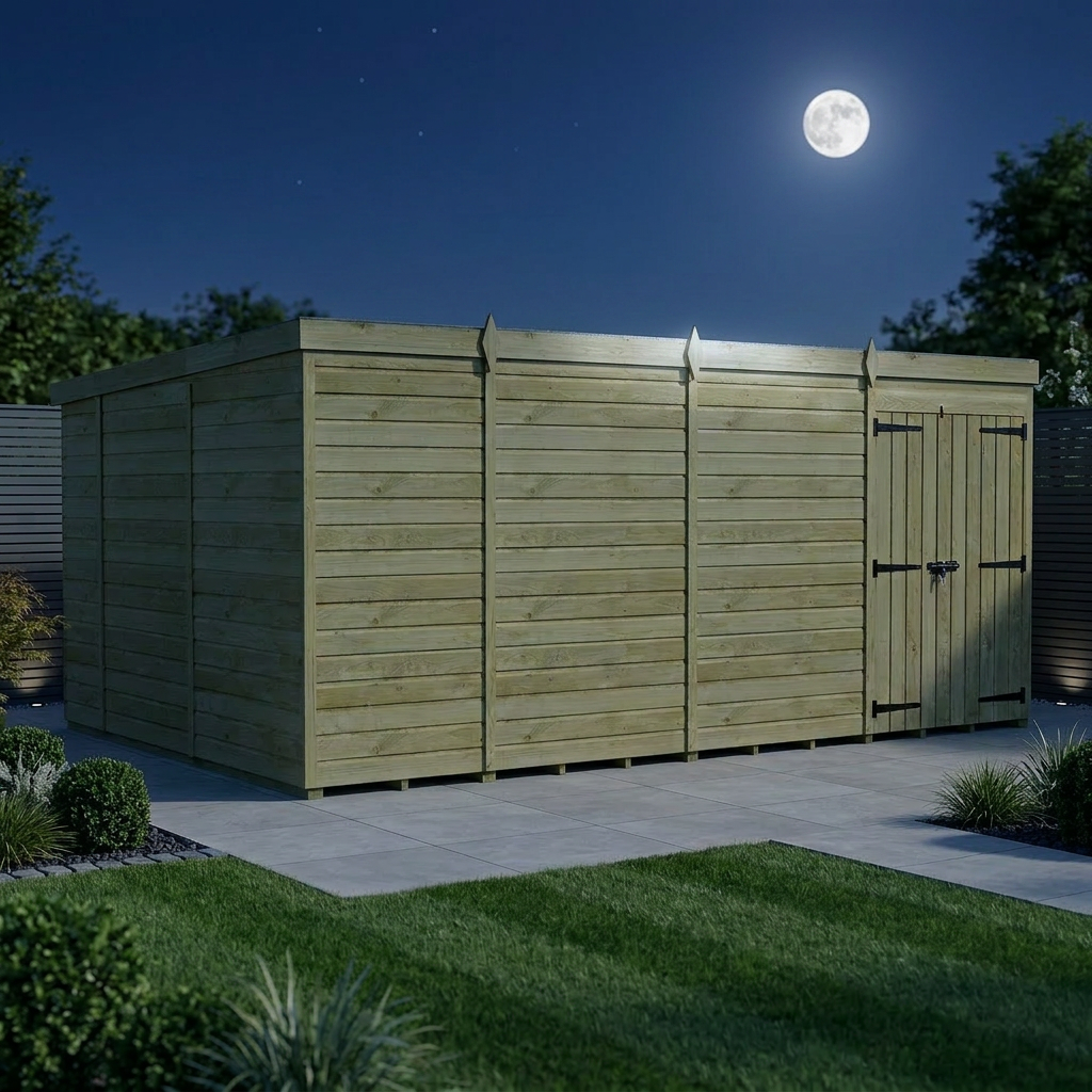15 x 10 Pent Shed (Double Door, No Windows) - view 2