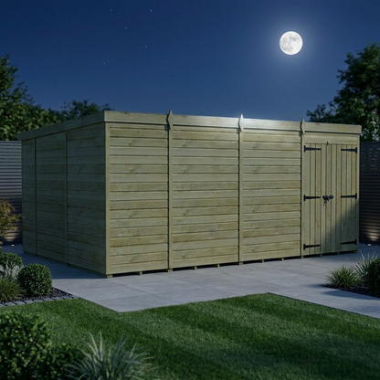15 x 10 Pent Shed (Double Door, No Windows) - view 2