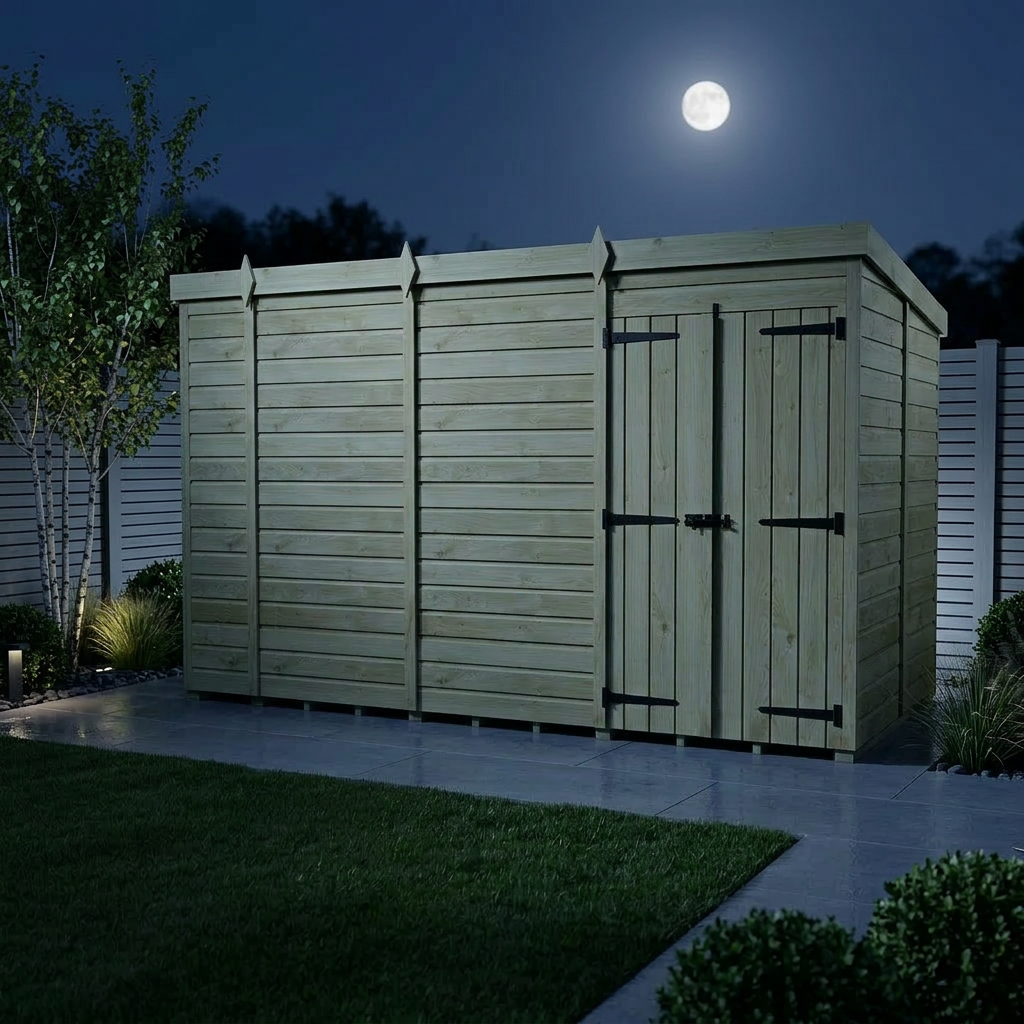 14 x 10 Pent Shed (Double Door, No Windows) - view 2