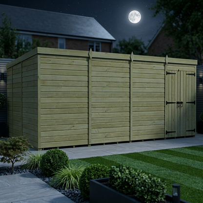 16 x 9 Pent Shed (Double Door, No Windows) - view 2