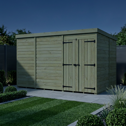 13 x 9 Pent Shed (Double Door, No Windows) - view 2