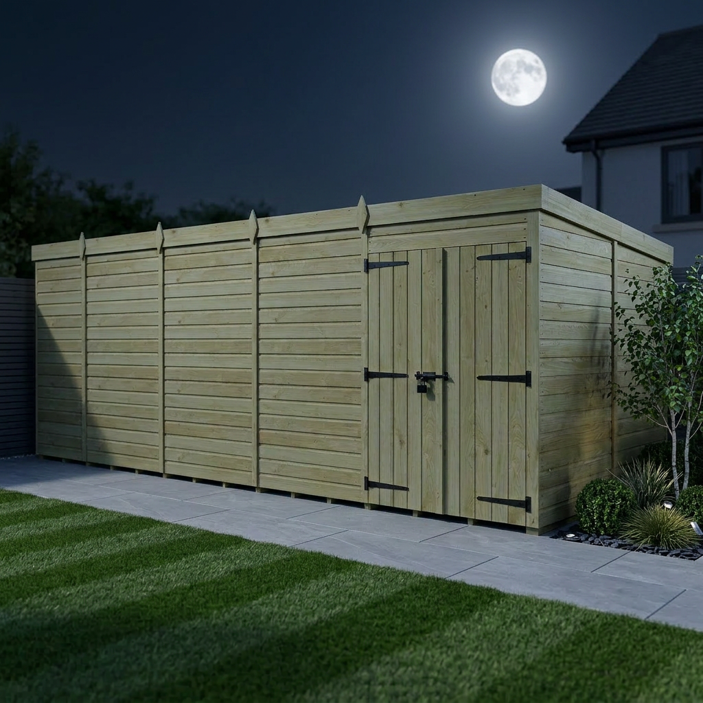 19 x 10 Pent Shed (Double Door, No Windows) - view 3