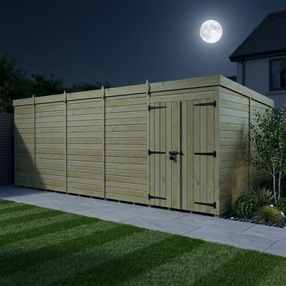 19 x 10 Pent Shed (Double Door, No Windows) - view 3