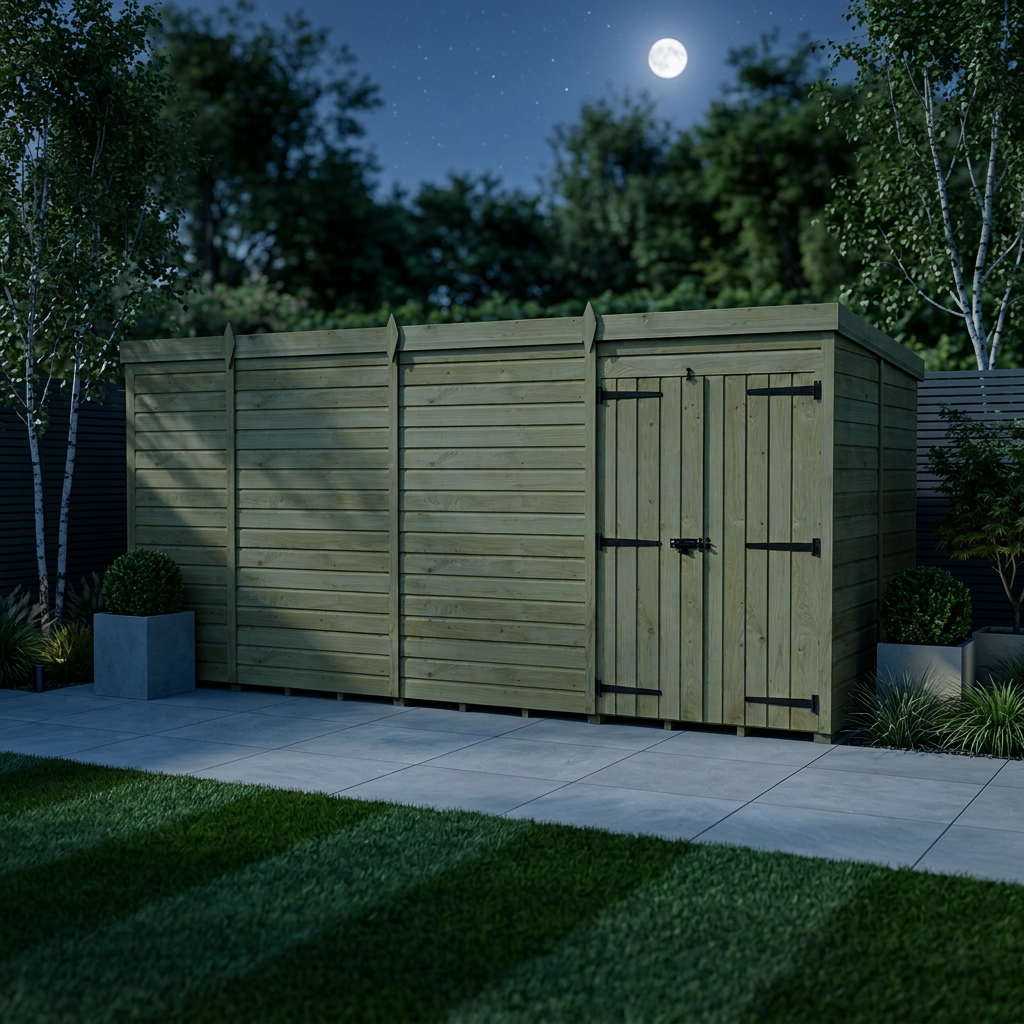17 x 10 Pent Shed (Double Door, No Windows) - view 2