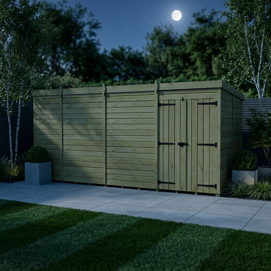 17 x 10 Pent Shed (Double Door, No Windows) - view 2