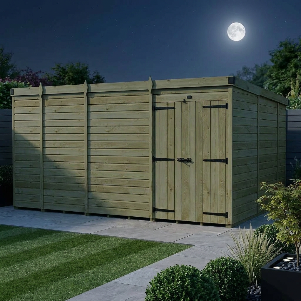 13 x 10 Pent Shed (Double Door, No Windows) - view 3