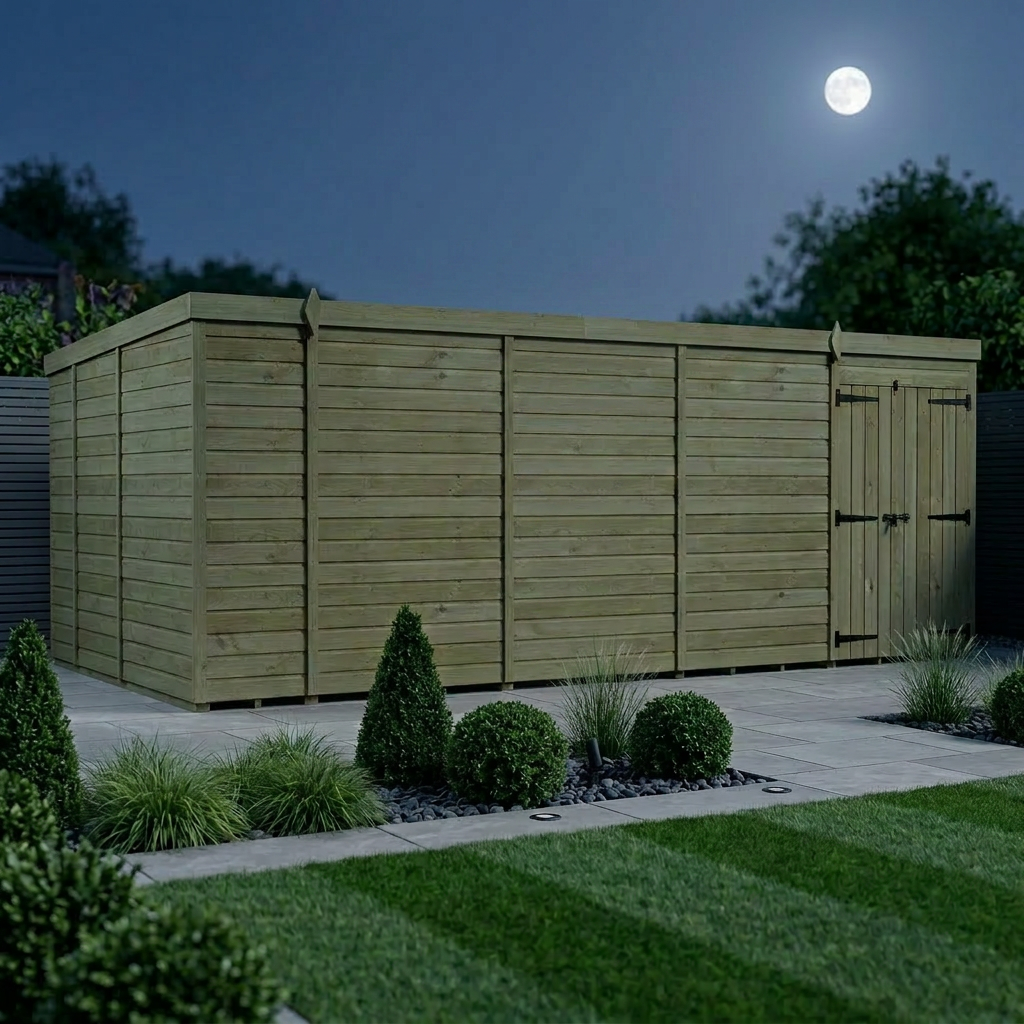 18 x 9 Pent Shed (Double Door, No Windows) - view 2