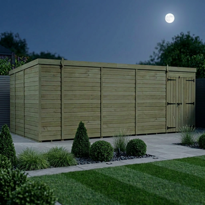 18 x 9 Pent Shed (Double Door, No Windows) - view 2