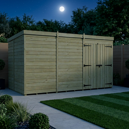 16 x 8 Pent Shed (Double Door, No Windows) - view 4