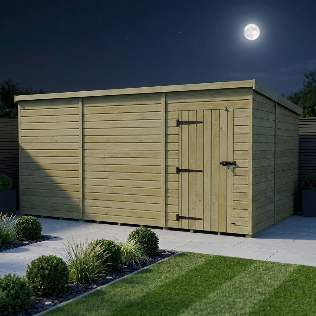 17 x 10 Pent Shed (Single Door, No Windows) - view 2