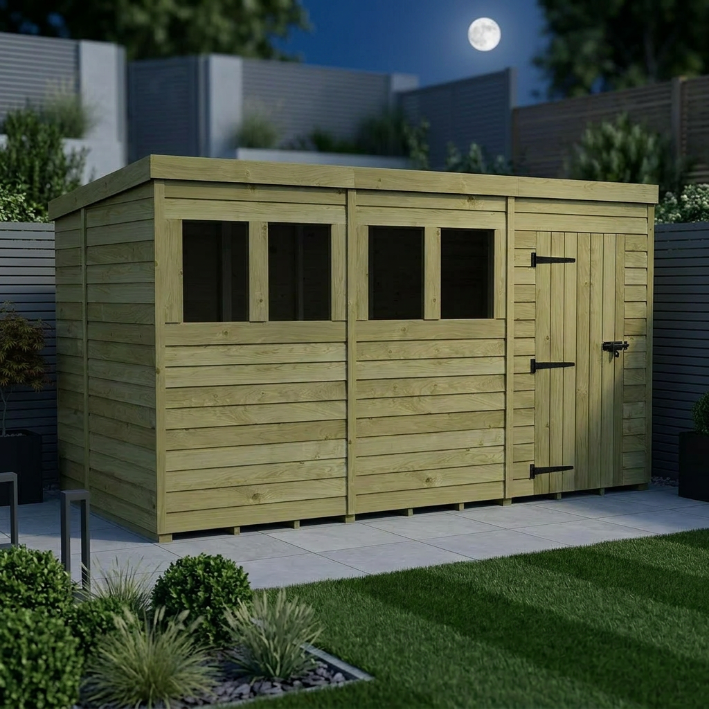 11 x 6 Pent Shed (Single Door, With Windows) - view 4