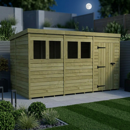 11 x 6 Pent Shed (Single Door, With Windows) - view 4