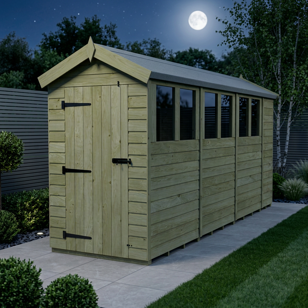 4 x 15 Apex Shed (Single Door, With Windows) - view 2