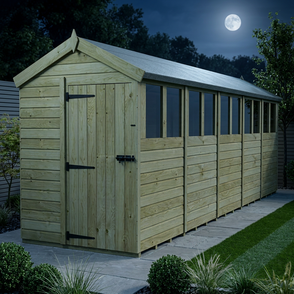 5 x 20 Apex Shed (Single Door, With Windows) - view 2