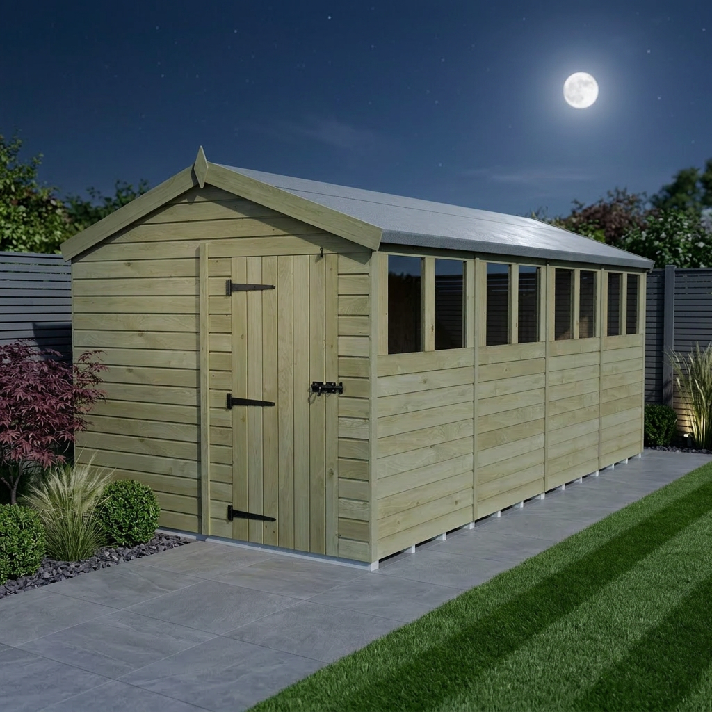 8 x 20 Apex Shed (Single Door, With Windows) - view 2
