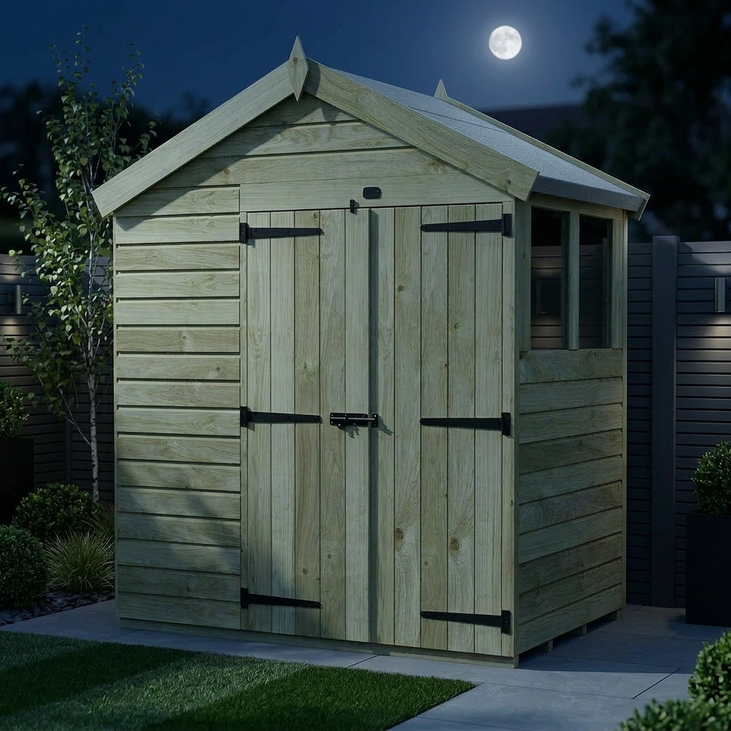 7 x 4 Apex Shed (Double Door, With Windows) - view 2