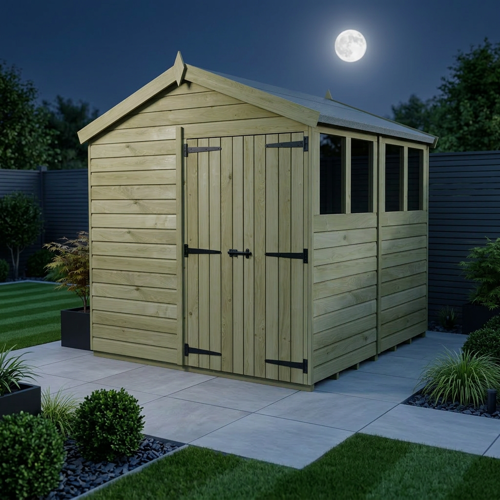 8 x 8 Apex Shed (Double Door, With Windows) - view 2