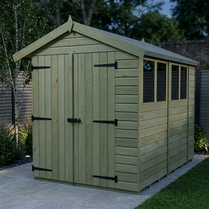 8 x 10 Apex Shed (Double Door, With Windows) - view 2