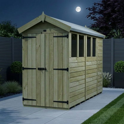 4 x 11 Apex Shed (Double Door, With Windows) - view 2