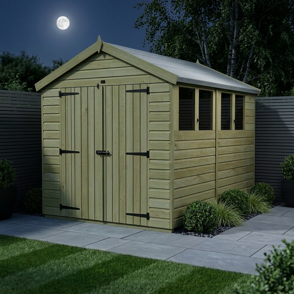 8 x 11 Apex Shed (Double Door, With Windows) - view 2