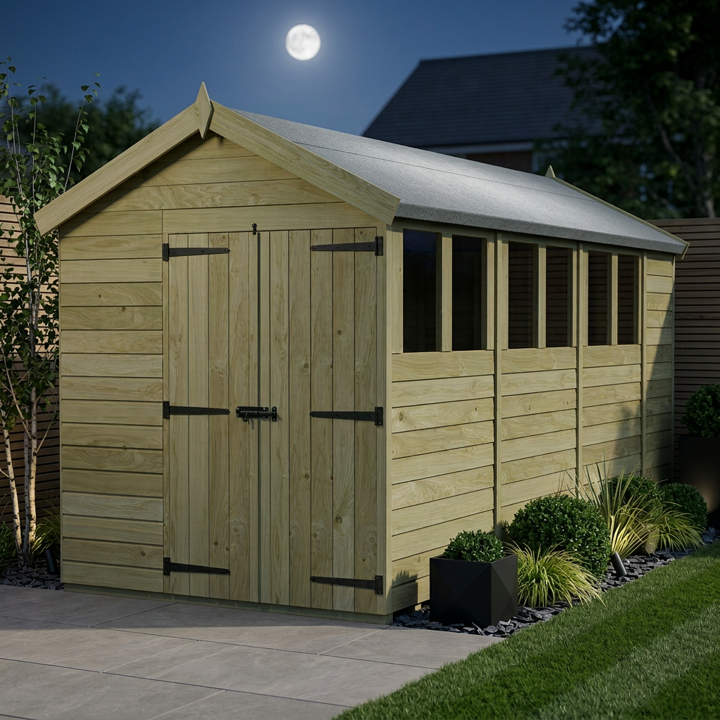6 x 14 Apex Shed (Double Door, With Windows) - view 2