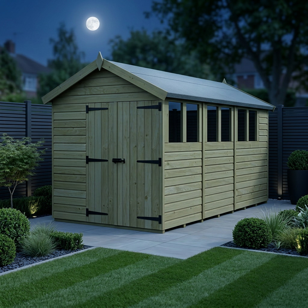 7 x 14 Apex Shed (Double Door, With Windows) - view 2