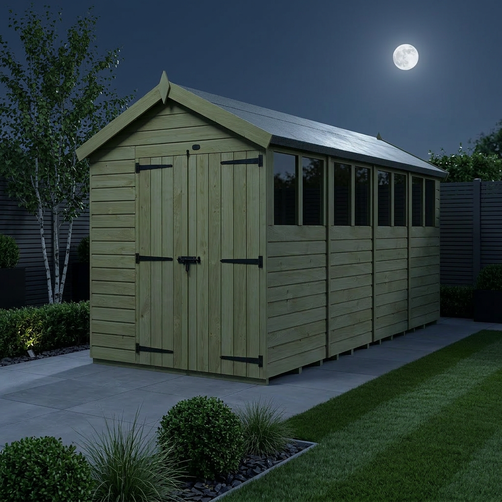 6 x 18 Apex Shed (Double Door, With Windows) - view 2