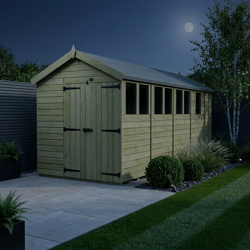 6 x 17 Apex Shed (Double Door, With Windows) - view 2