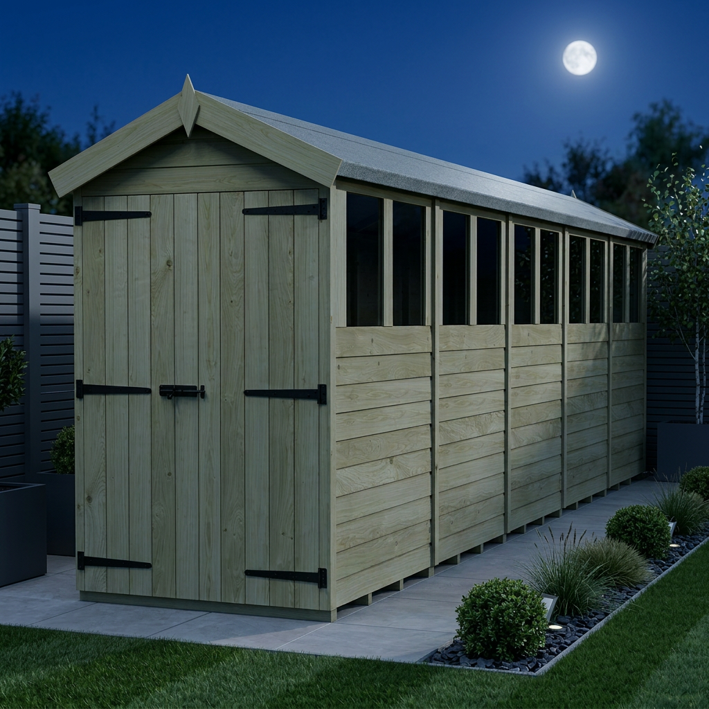 4 x 20 Apex Shed (Double Door, With Windows) - view 2