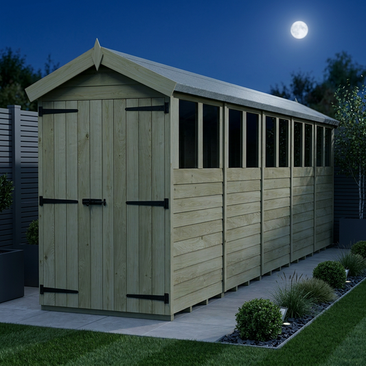 4 x 20 Apex Shed (Double Door, With Windows) - view 2