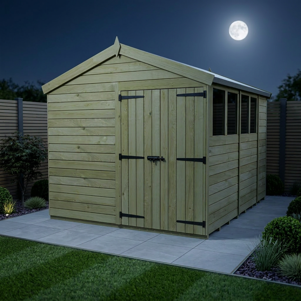 8 x 15 Apex Shed (Double Door, With Windows) - view 2