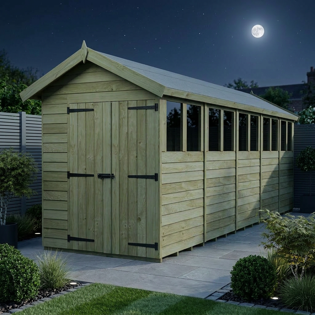 6 x 20 Apex Shed (Double Door, With Windows) - view 2