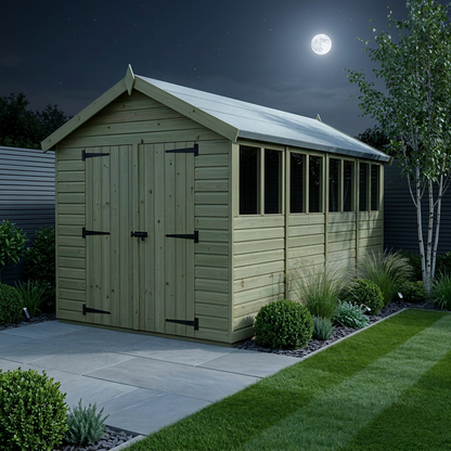 6 x 19 Apex Shed (Double Door, With Windows) - view 2