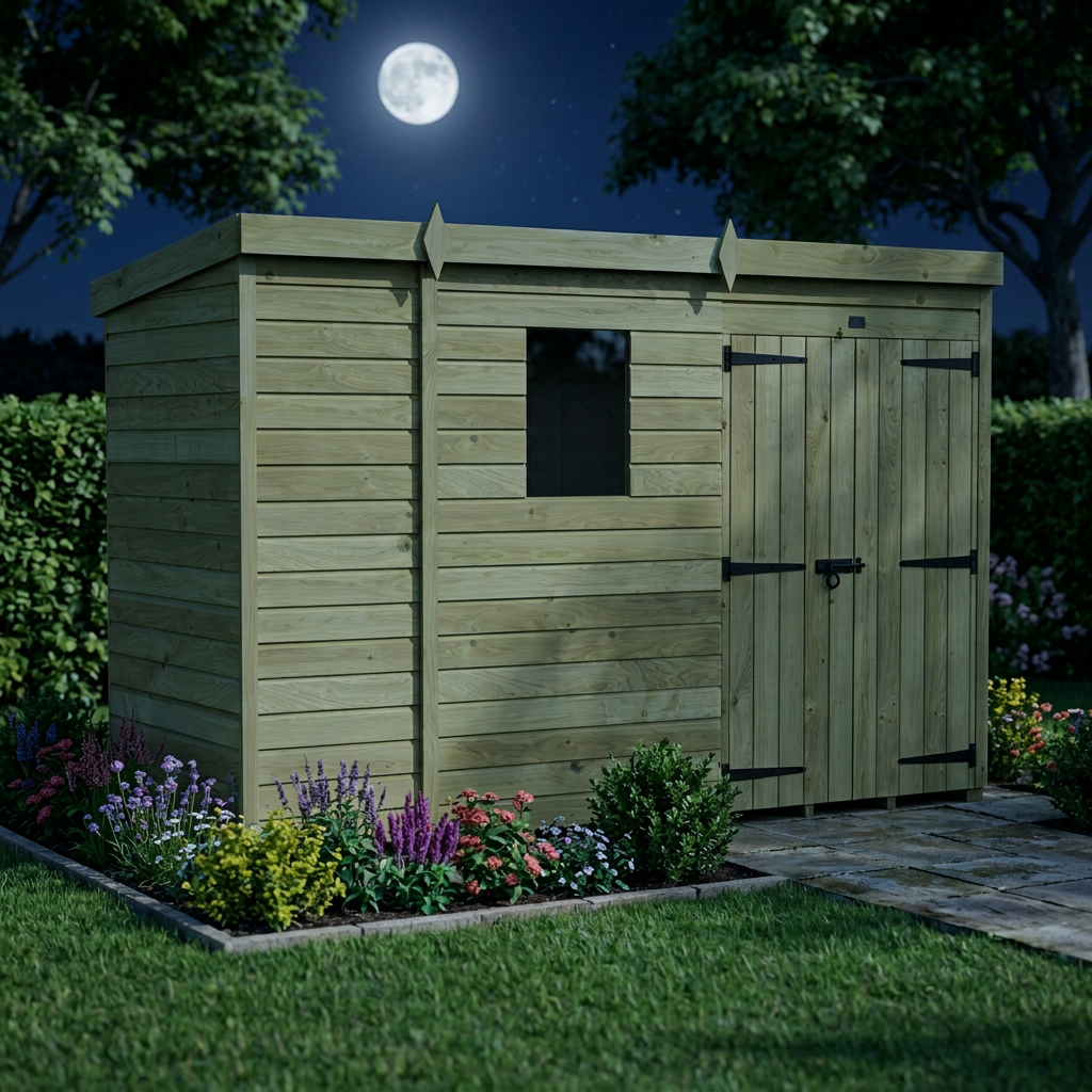9 x 4 Pent Shed (Double Door, With Windows) - view 5